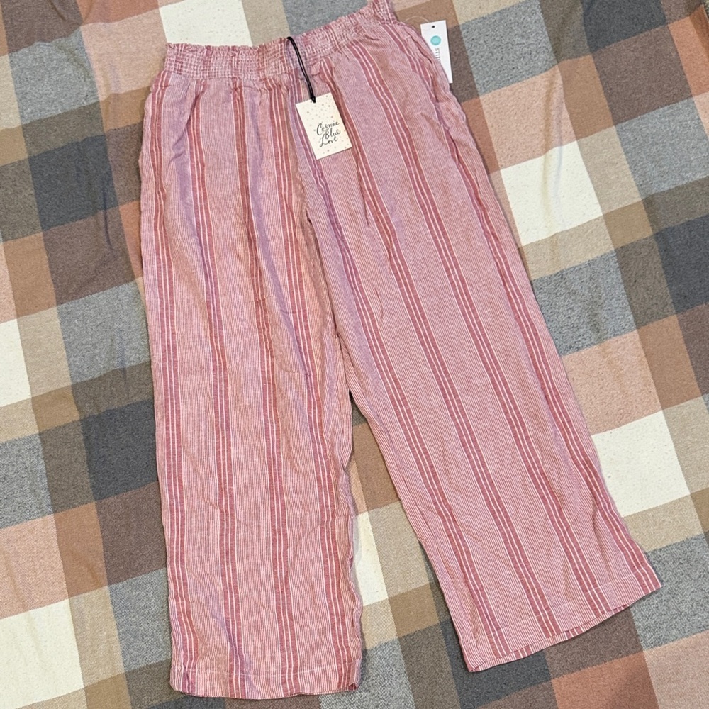 Striped Pink Wide Leg Pants - Picture 5 of 11